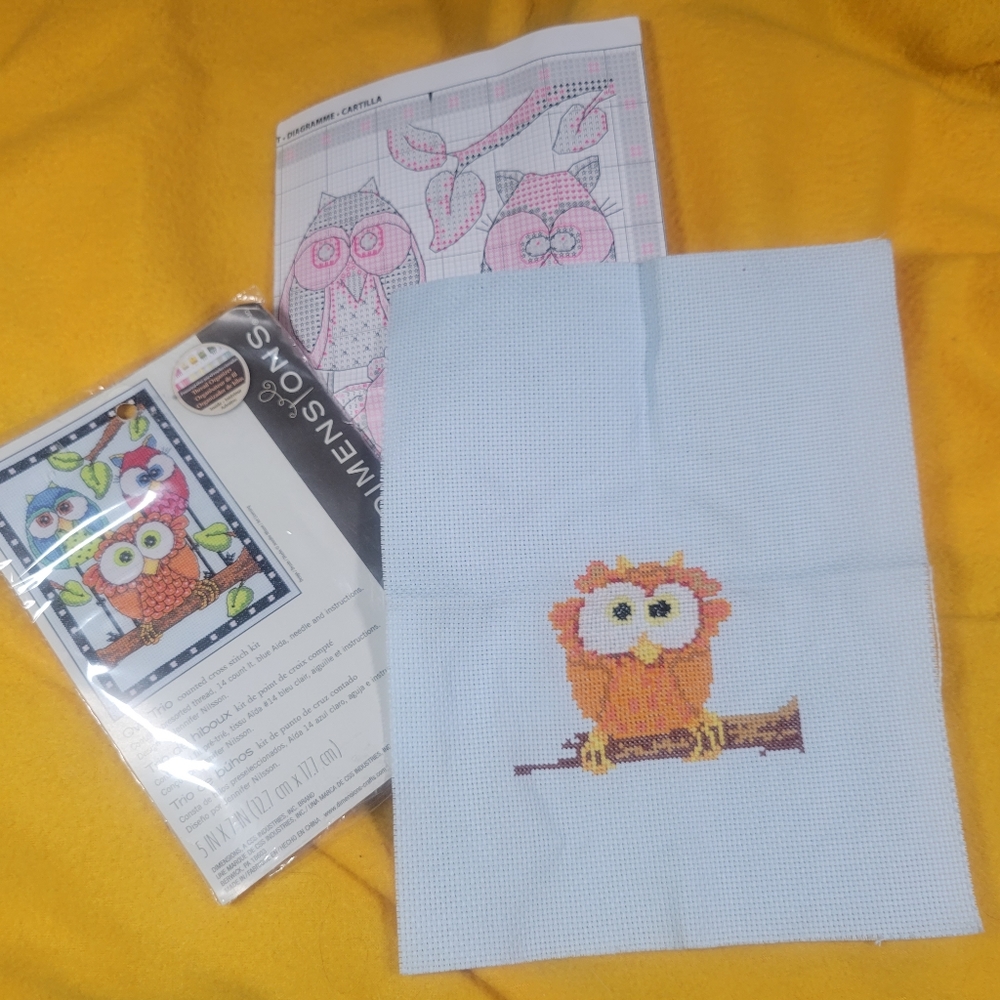 Owl Count & Cross Stitch Vintage Kit